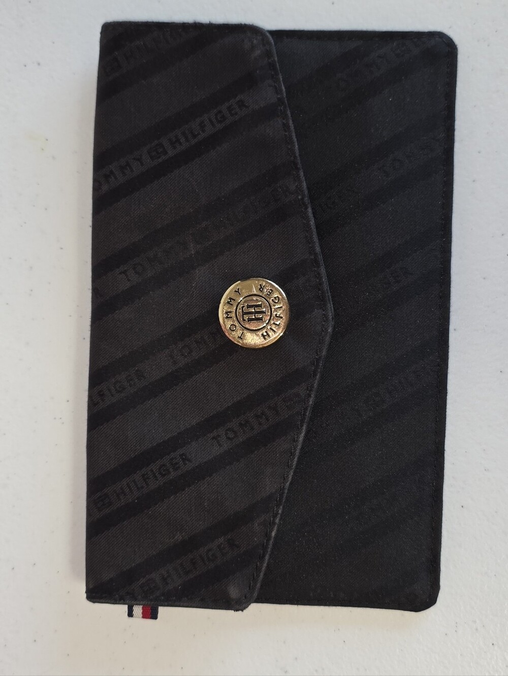 Tommy Hilfiger Black Diagonal Logo Snap Wallet